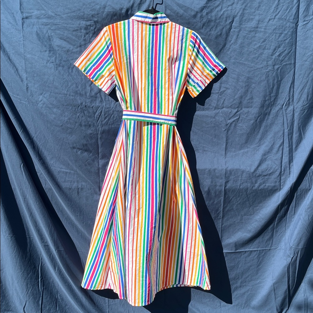100% Cotton Christopher John Rogers rainbow size 2 midi dress natural fibers - Picture 4 of 10